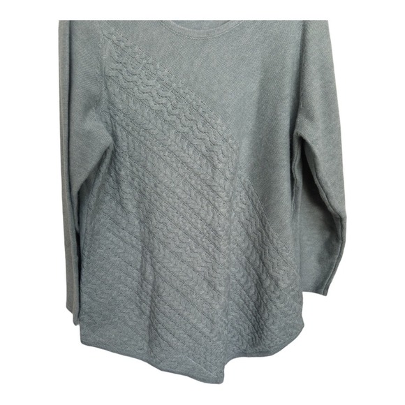 Blue Gray Crew Neck Pull Over Sweater Rafella Acrylic Plus 1X Knit Long Sleeve - Picture 3 of 6